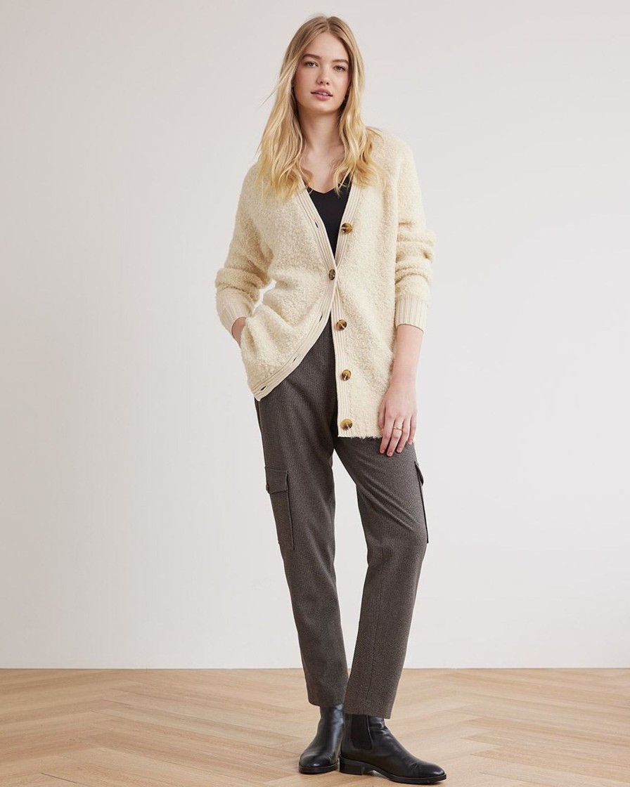 Women r.w. & co. Sweaters & Cardigans | Long-Sleeve Buttoned-Down Boucle Cardigan Cream-