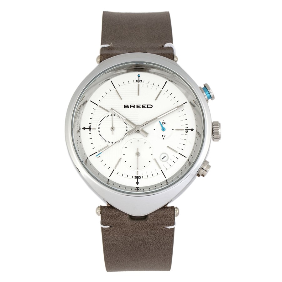 Men breed Watches | Breed - Tempest Chronograph Leather-Band Watch W/Date - Black Medium Grey