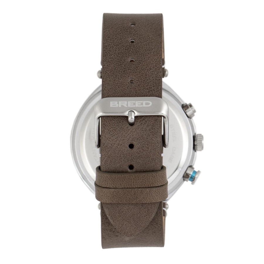 Men breed Watches | Breed - Tempest Chronograph Leather-Band Watch W/Date - Black Medium Grey