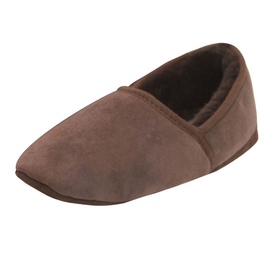 Men eastern counties leather Shoes | Eastern Counties Leather - Mens Full Sheepskin Turn Slippers Dark Brown