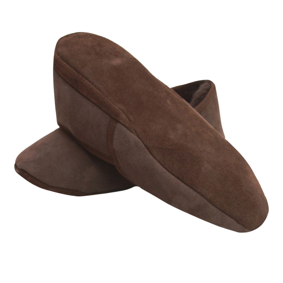 Men eastern counties leather Shoes | Eastern Counties Leather - Mens Full Sheepskin Turn Slippers Dark Brown