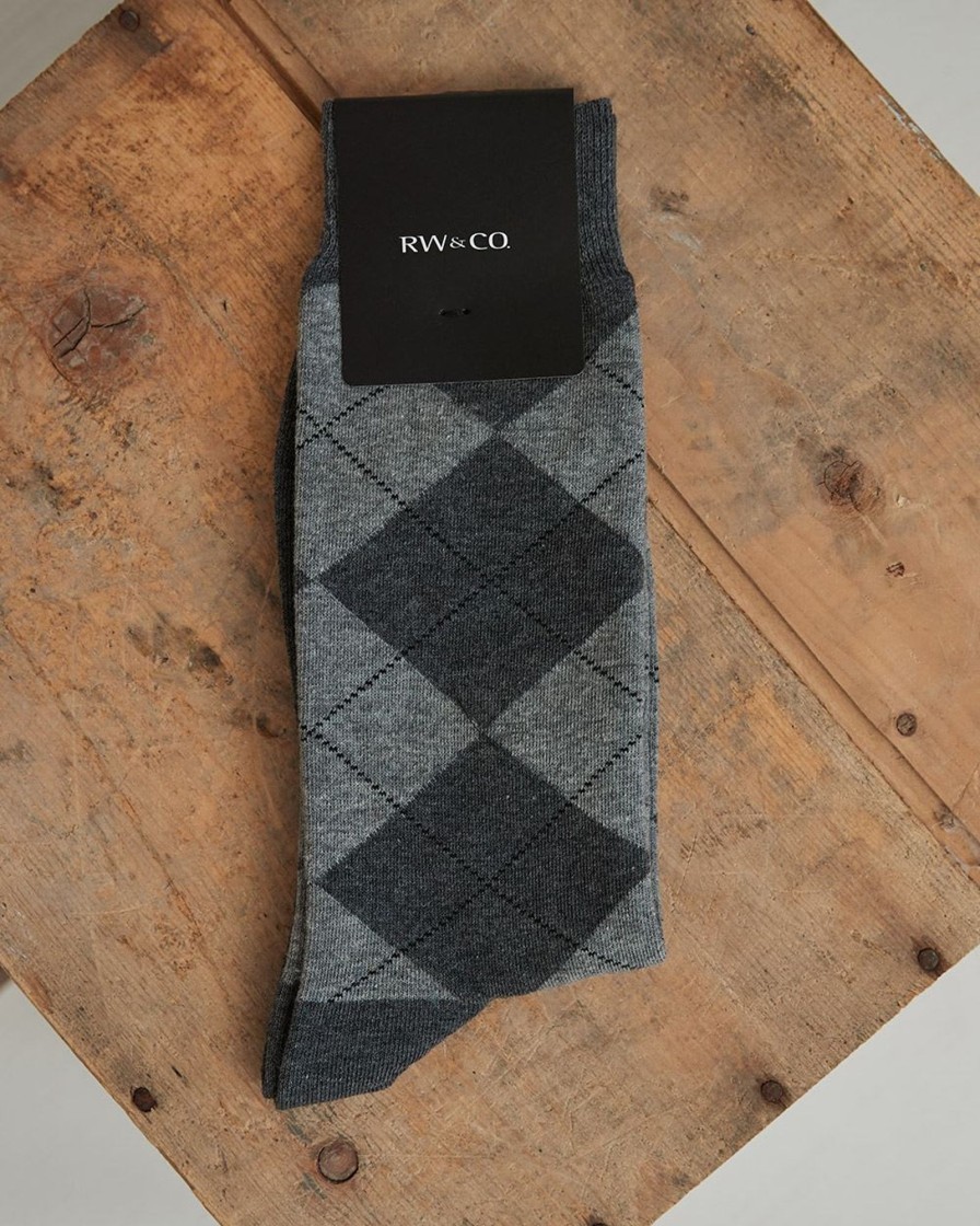 Men r.w. & co. Socks | Grey Argyle Dress Socks Medium Heather Gray