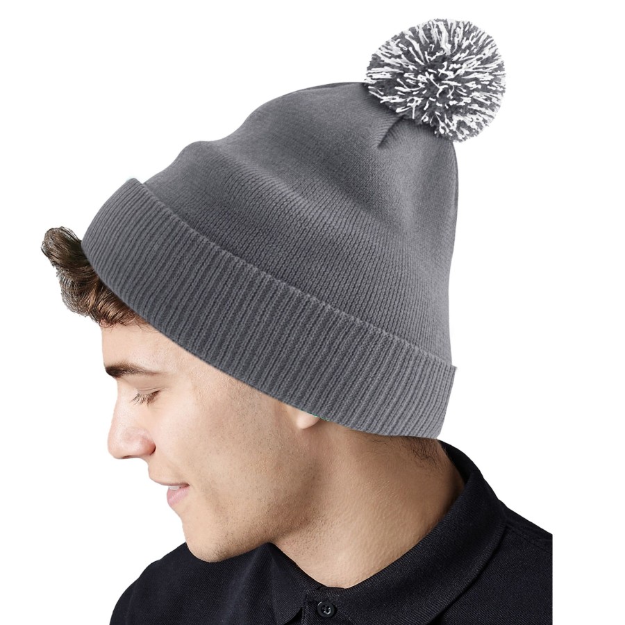 Men beechfield Scarves, Gloves & Hats | Beechfield - Snowstar Two Tone Recycled Beanie Dark Grey