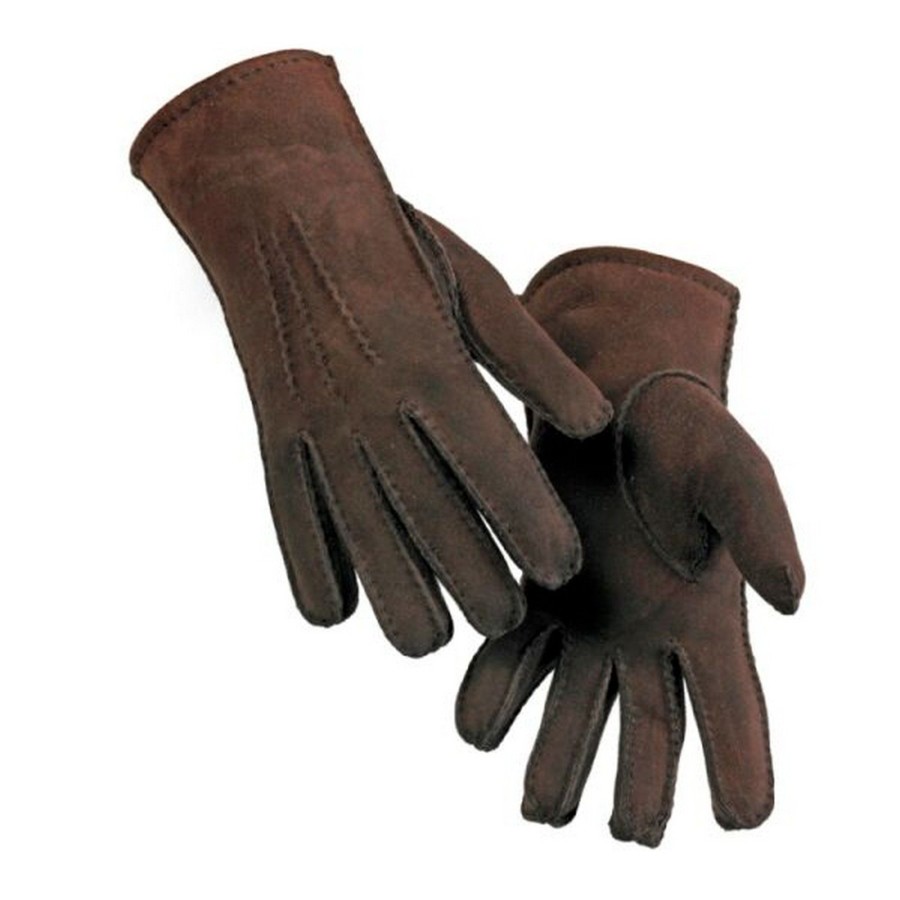 Women eastern counties leather Hats, Gloves, & Scarves | Eastern Counties Leather - Womens/Ladies 3 Point Stitch Detail Sheepskin Gloves Dark Brown