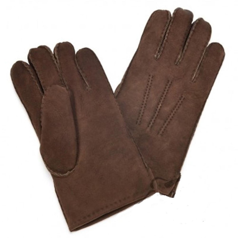 Women eastern counties leather Hats, Gloves, & Scarves | Eastern Counties Leather - Womens/Ladies 3 Point Stitch Detail Sheepskin Gloves Dark Brown