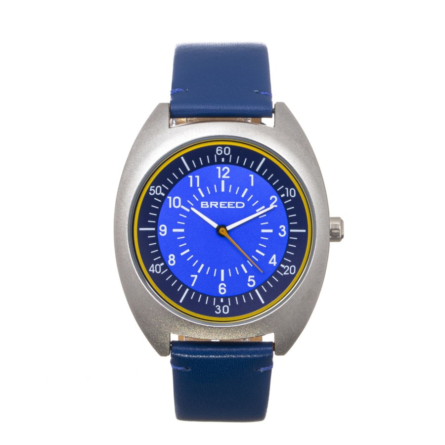 Men breed Watches | Breed - Victor Leather-Band Watch - Blue-Grey/Russet Medium Blue