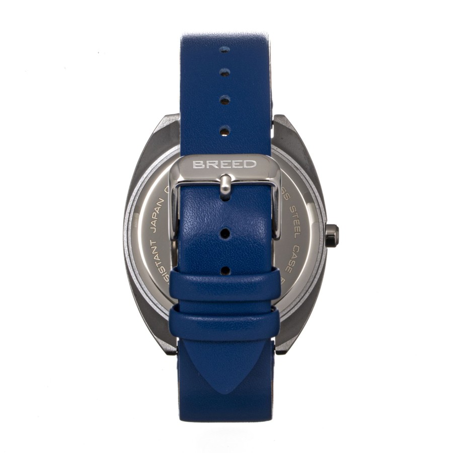 Men breed Watches | Breed - Victor Leather-Band Watch - Blue-Grey/Russet Medium Blue