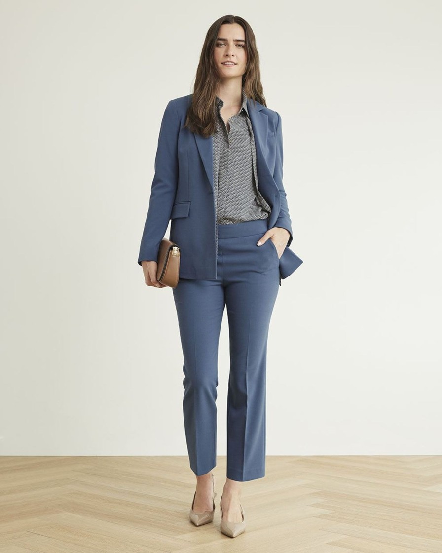 Women r.w. & co. Suits | Mid-Rise Flare-Leg Blue Crop Pant Bering Sea