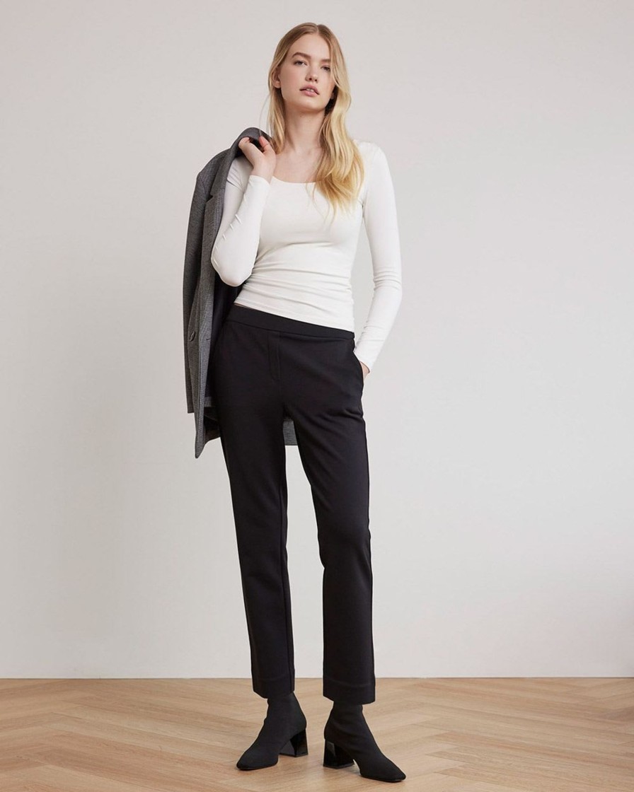 Women r.w. & co. Suits | Straight-Leg Mid-Rise Ankle Pant Black