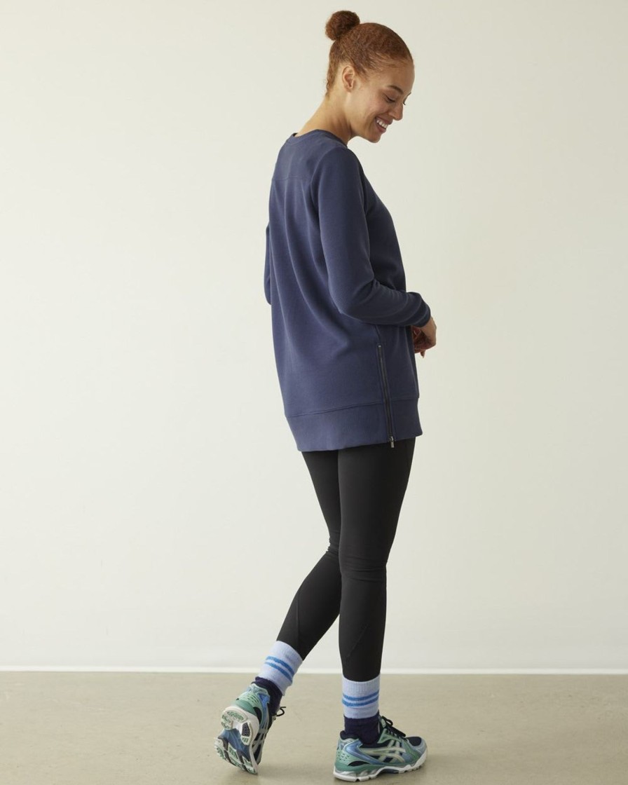 Women hyba Hyba Activewear | Long-Sleeve Ottoman-Knit Tunic, Hyba Mood Indigo