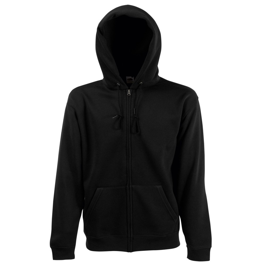 Men fruit of the loom Sweatshirts & Hoodies | Fruit Of The Loom - Mens Hooded Sweatshirt Jacket Black