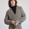 Men r.w. & co. Sweaters & Cardigans | Gender-Neutral Cardigan With Metallic Fibres Taupe