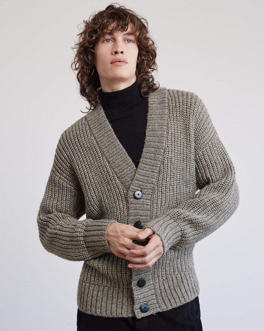 Men r.w. & co. Sweaters & Cardigans | Gender-Neutral Cardigan With Metallic Fibres Taupe