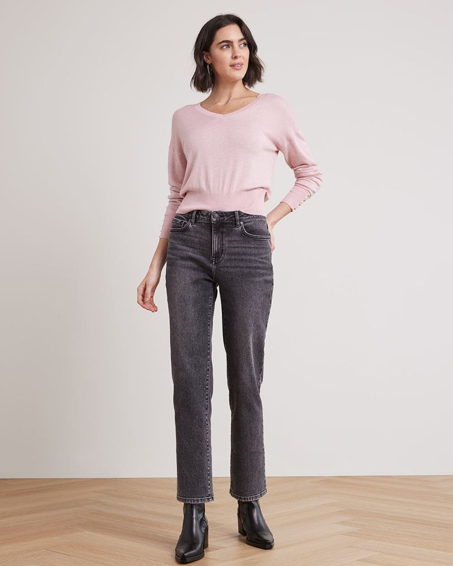 Women r.w. & co. Sweaters & Cardigans | Long-Sleeve V-Neck Sweater Deco Rose Mix