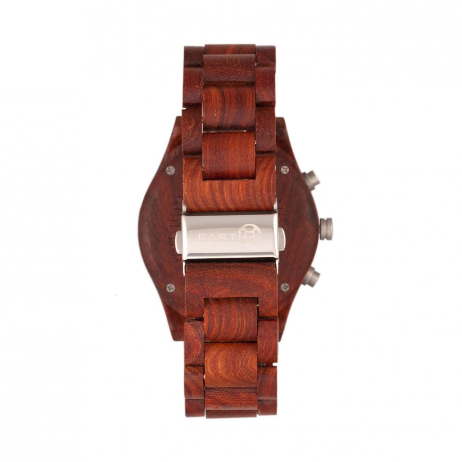 Women earth wood Watches | Earth Wood - Castillo Bracelet Watch W/Date - Dark Brown Medium Red