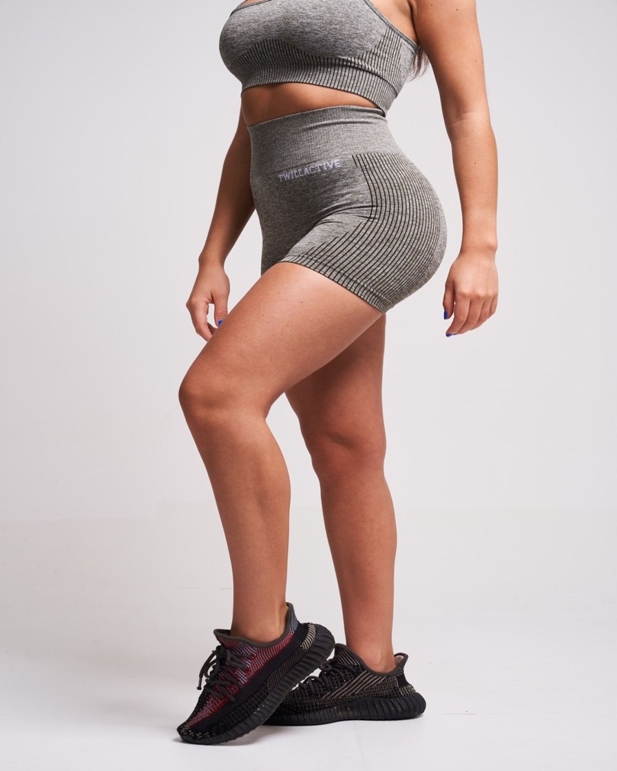 Women twill active Active Bottoms | Twill Active - Fortel Recycled Ruched Booty Shorts - Petrol Marl Light Green