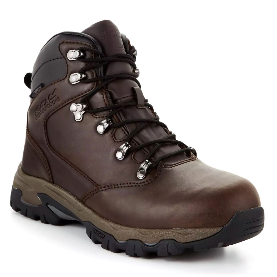 Men regatta Shoes | Regatta - Mens Tebay Waterproof Leather Walking Boots Dark Brown