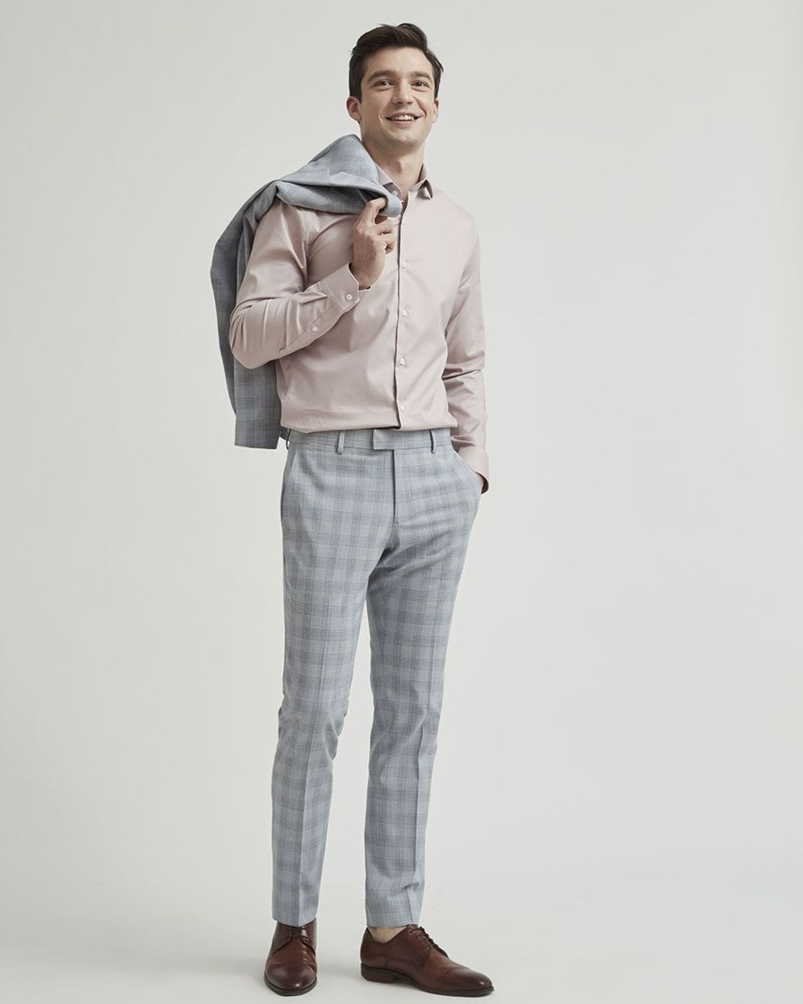 Men r.w. & co. Suits | Slim Fit Checkered Grey Suit Pant Flint Gray