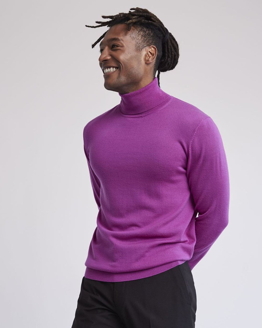 Men r.w. & co. Sweaters & Cardigans | Merino-Wool Turtleneck Sweater Fushia Pop