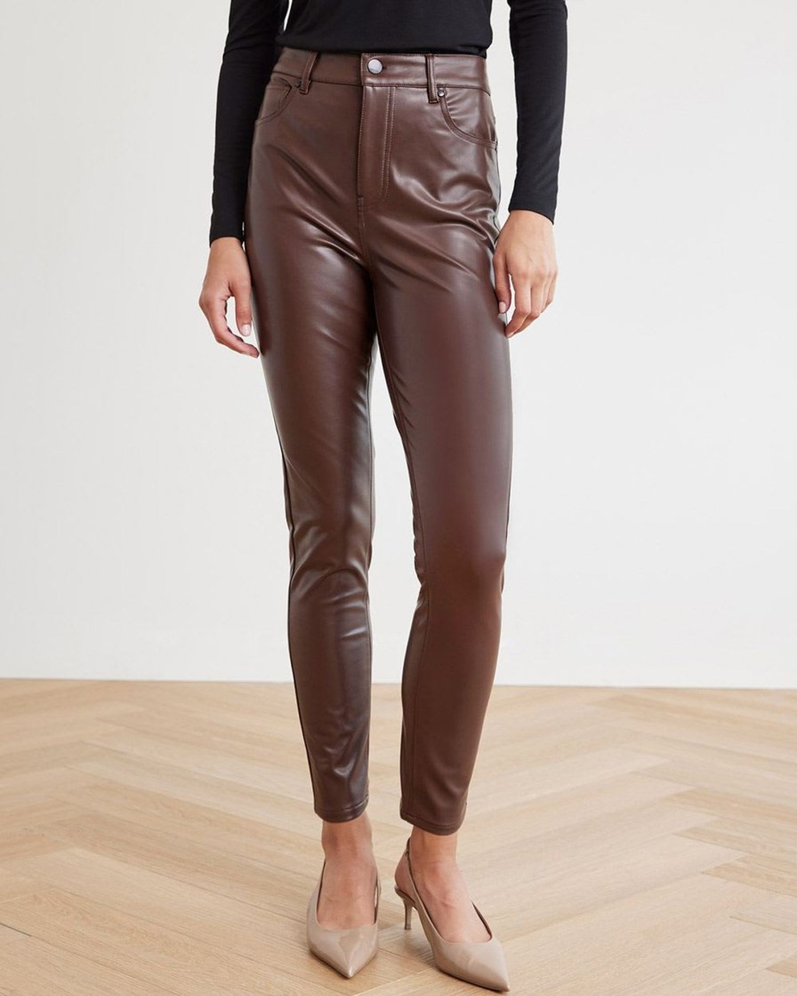 Women r.w. & co. Pants | High-Rise Faux Leather Skinny Pant Chocolate Martini