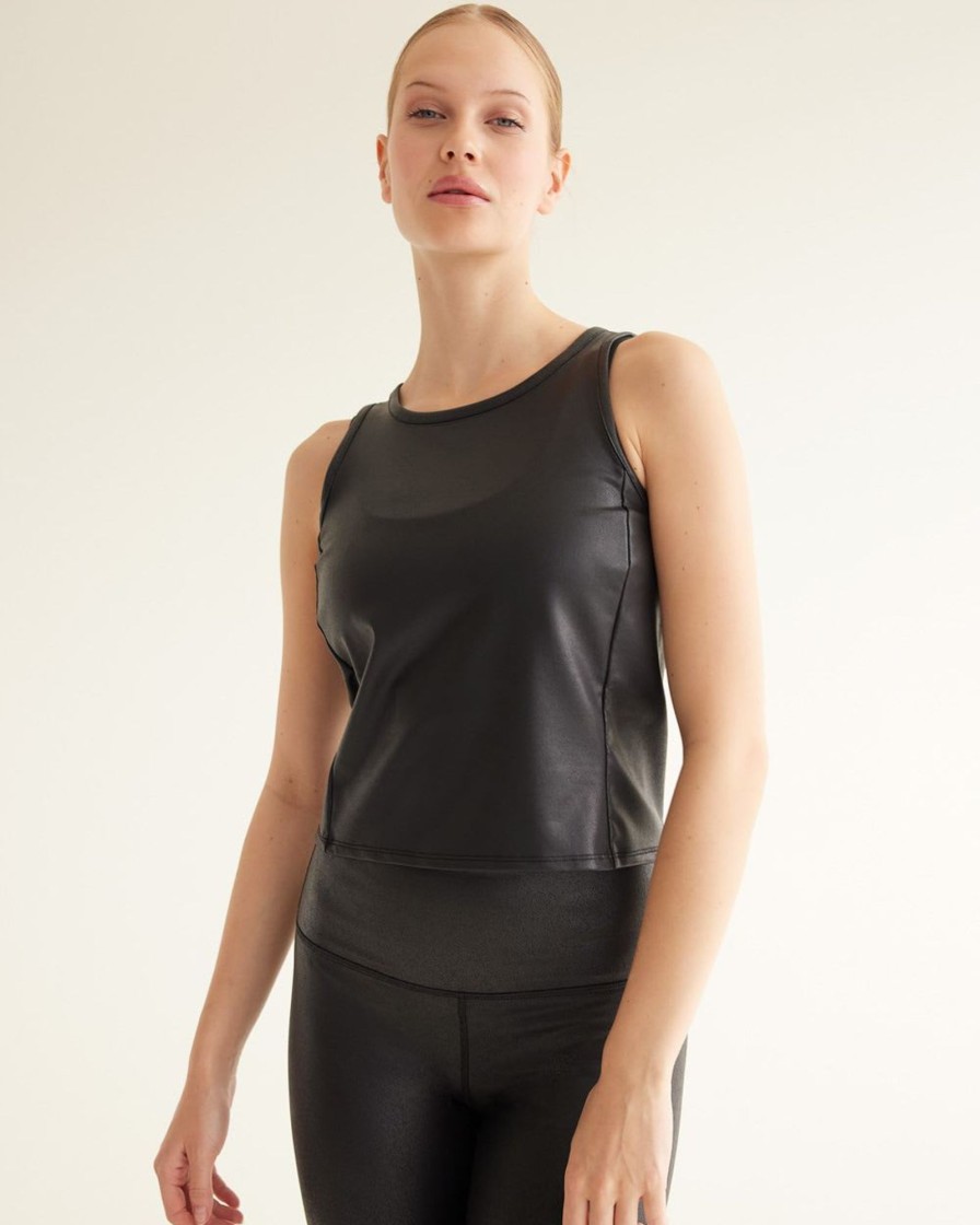 Women hyba Hyba Activewear | Fitted Coated Tank - Hyba Black