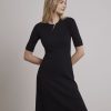 Women r.w. & co. Dresses & Jumpsuits | Fit And Flare Elbow-Sleeve Midi Dress Black