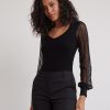 Women r.w. & co. Sweaters & Cardigans | Long-Puffy-Sleeve Sweater With Sweetheart Neckline Black