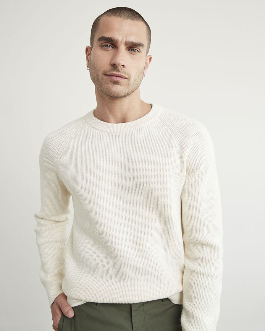 Men r.w. & co. Sweaters & Cardigans | Long-Sleeve Crew-Neck Waffled Sweater Vanilla Gelato