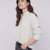 Women r.w. & co. Blouses & Shirts | Long-Sleeve Buttoned-Down Brushed Twill Blouse Rainy Day