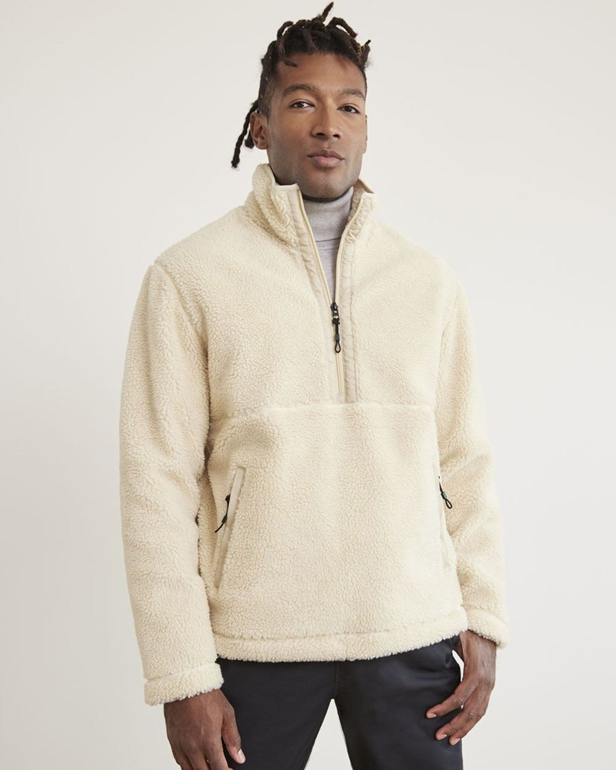 Men r.w. & co. Sweaters & Cardigans | Long-Sleeve Half-Zip Mock-Neck Sherpa Pullover Honey Cream