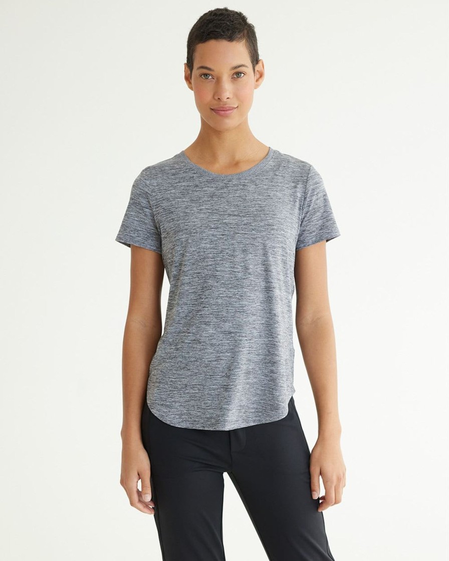 Women hyba Hyba Activewear | Short-Sleeve Crew-Neck Tee - Dry Lux Hyba Essentials Grey Mix 2