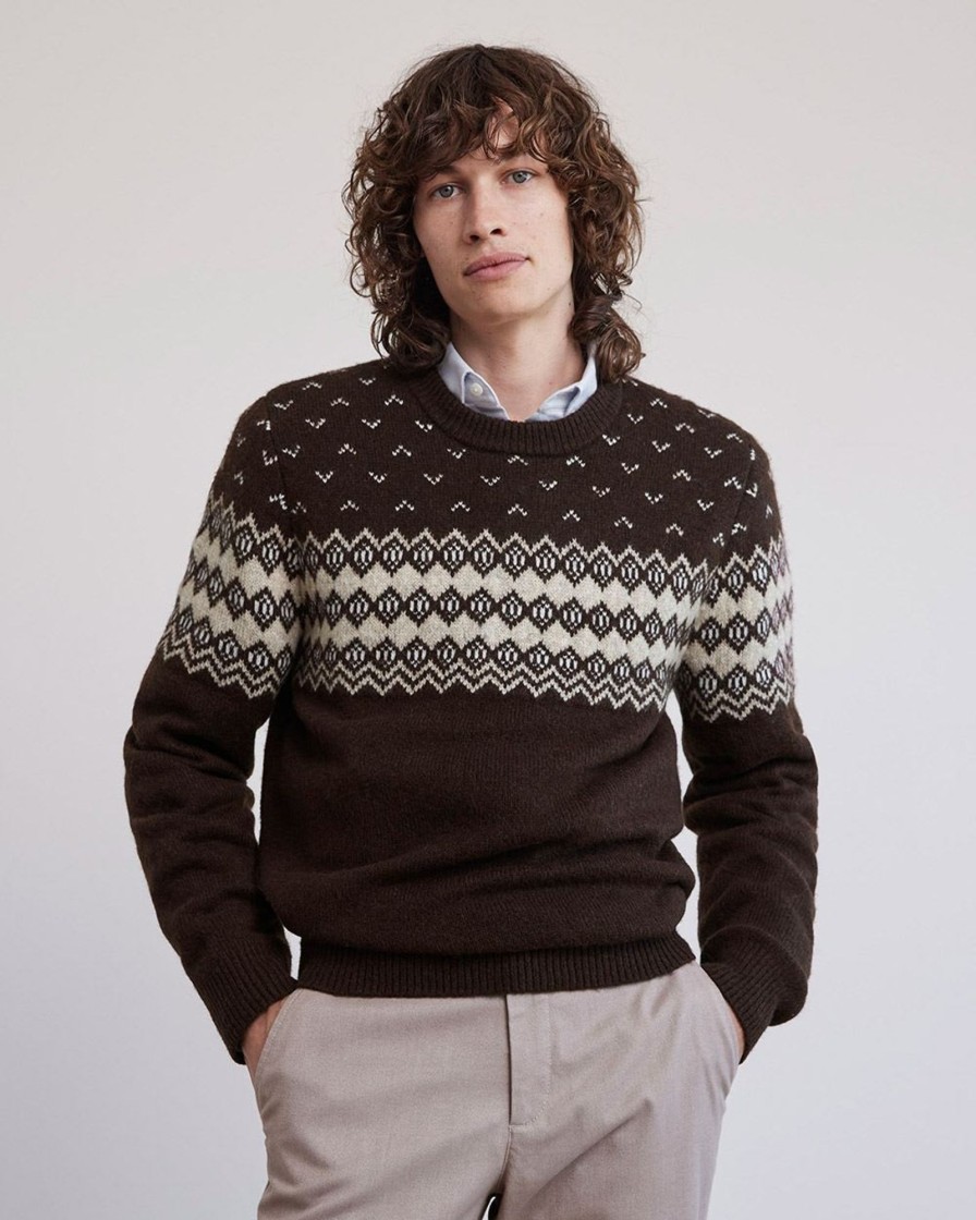 Men r.w. & co. Sweaters & Cardigans | Long-Sleeve Crew-Neck Sweater With Navajo Pattern Brush Hounds Multi