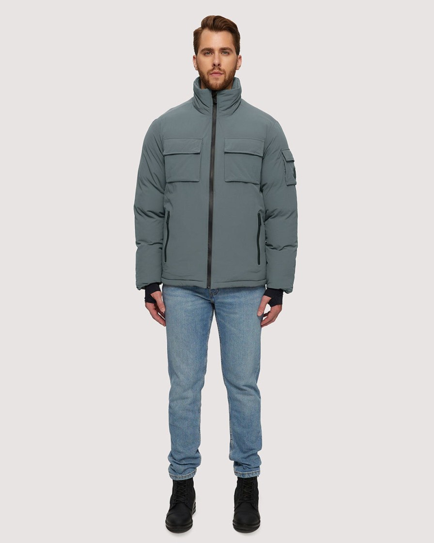 Men noize Coats & Jackets | Noize - Kyler Short Military Puffer Light Blue