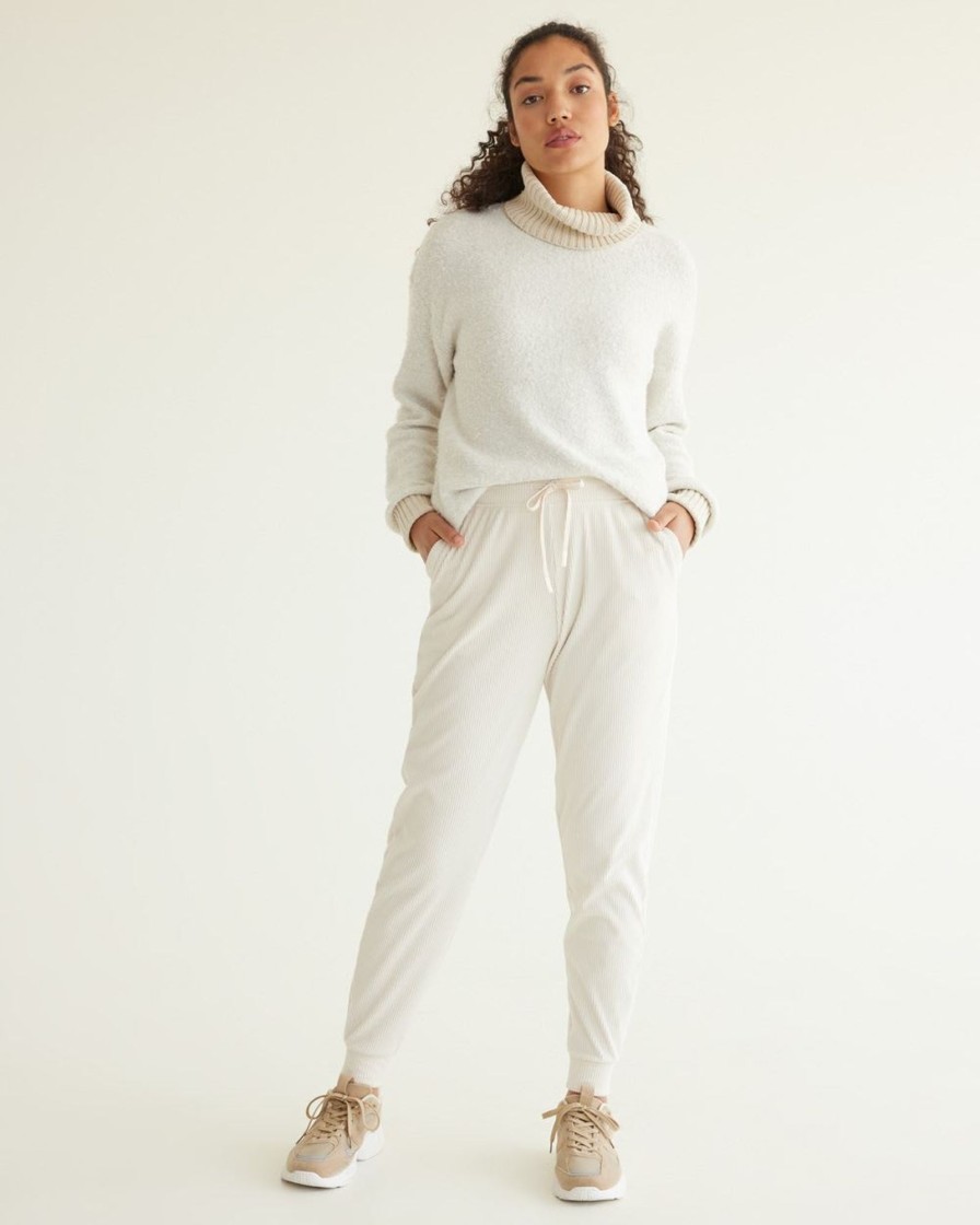 Women hyba Hyba Activewear | Velvet Ottoman-Knit Jogger - Hyba Ivoire Sw