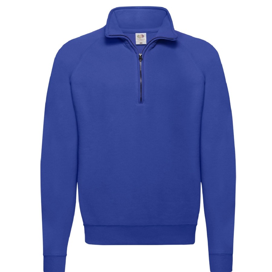 Men fruit of the loom Sweatshirts & Hoodies | Fruit Of The Loom - Mens Zip Neck Sweatshirt Top Medium Blue