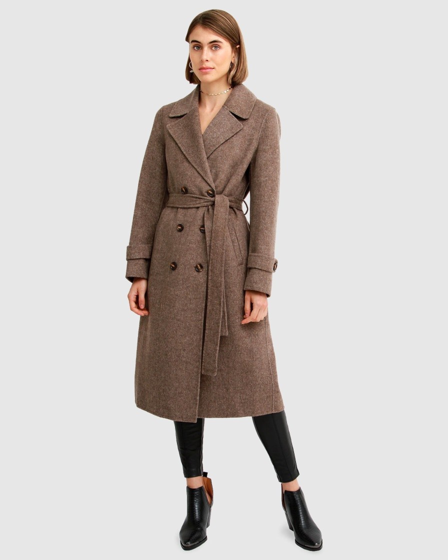 Women belle & bloom Coats & Jackets | Belle & Bloom Front Runner Belted Coat Light Brown